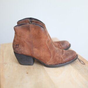 Born  brown suede leather western cut ankle boots w 10